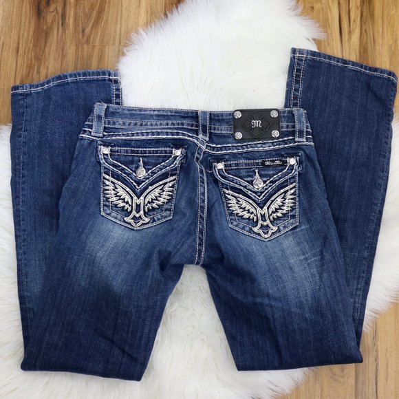 Miss Me Denim - Miss Me Falcon Wing Flap Signature Boot Jeans 29